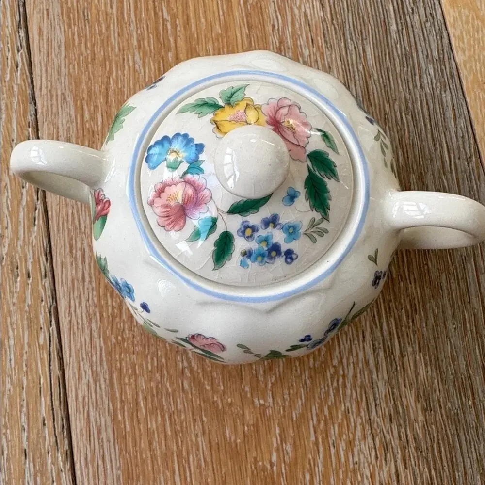Vintage 90s Laura Ashley Hazelbury Sugar Bowl with Lid Floral Cottagecore
